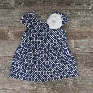 Janie and Jack Navy and White Patterned Dress